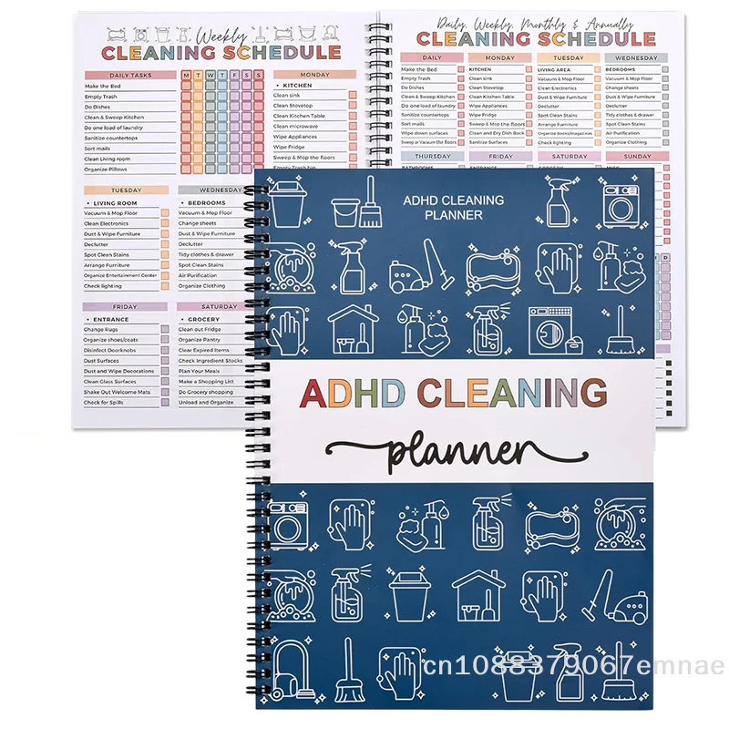 

Cleaning Planner For Adults And Teens - Daily, Weekly & Monthly Cleaning Schedule & Checklist,Reusable Household Organizer