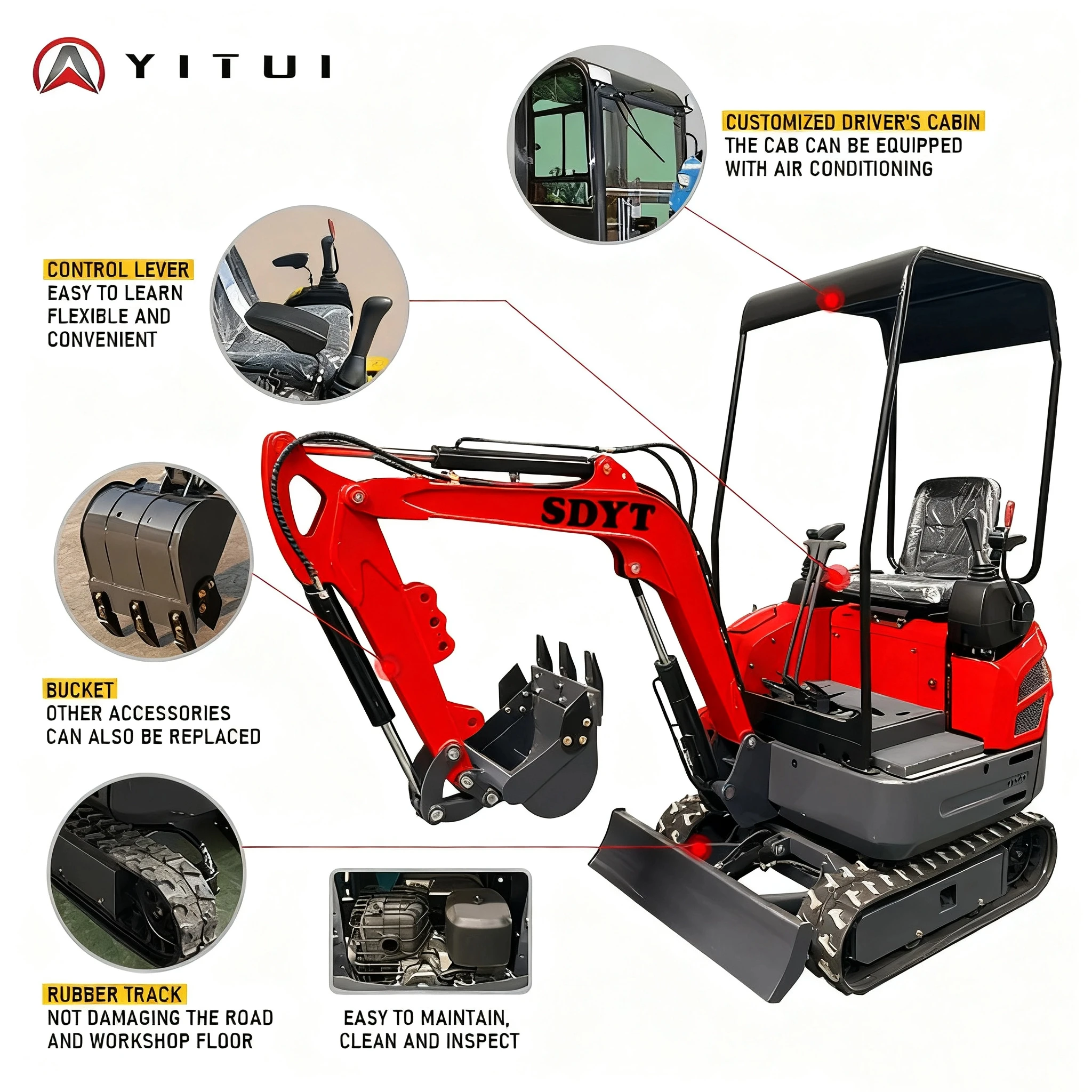 Мини-экскаватор Kubota по индивидуальному заказу, 2,0 тонны, высококачественный EURO 5, EPA с насадками, многоцелевой мини-экскаватор