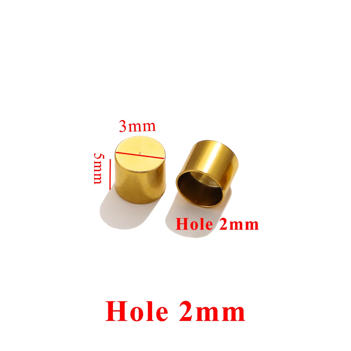 10 Stück Edelstahl-Zylinder-Lederbandverschluss, goldfarbene Crimp-Spitzen-Endkappen für Halskette, Armband, Verbinder, Schmuckherstellung