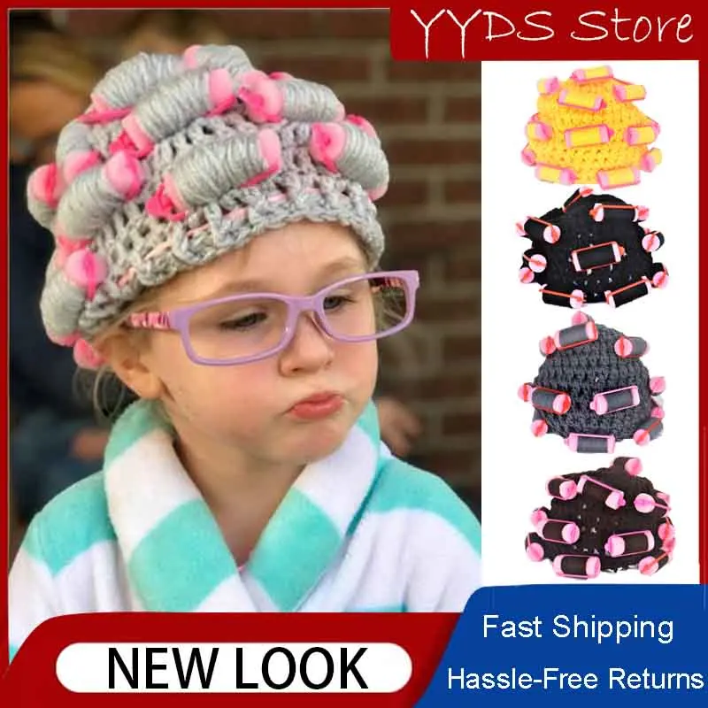 Children's Personality Funny Pullover Cap Curling Stick Charter Wife Hairstyle Wig Cap Creative Crochet Toddler Beanie Hat