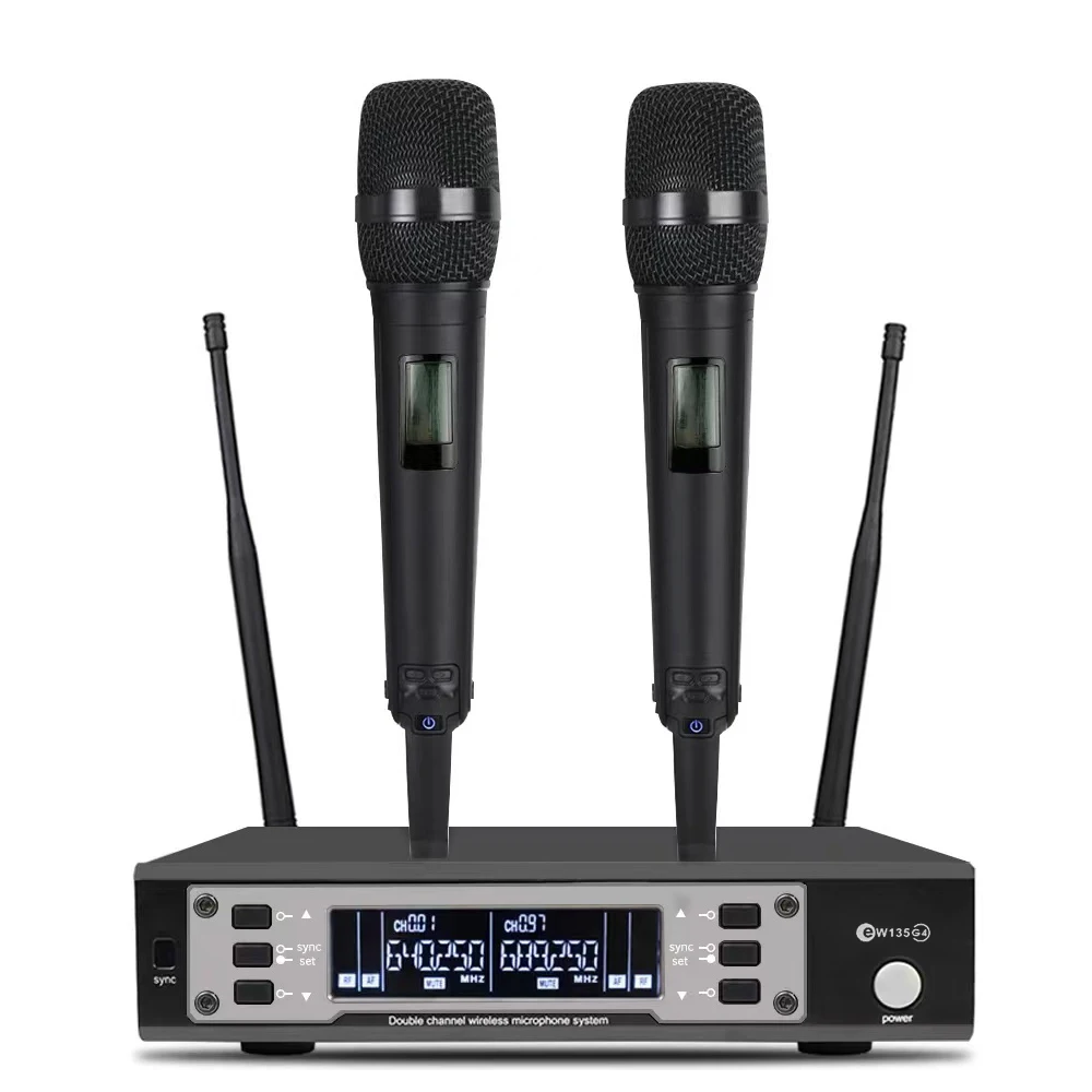 

Stage Performance Home KTV High Quality UHF Professional Dual Wireless Microphone System Dynamic