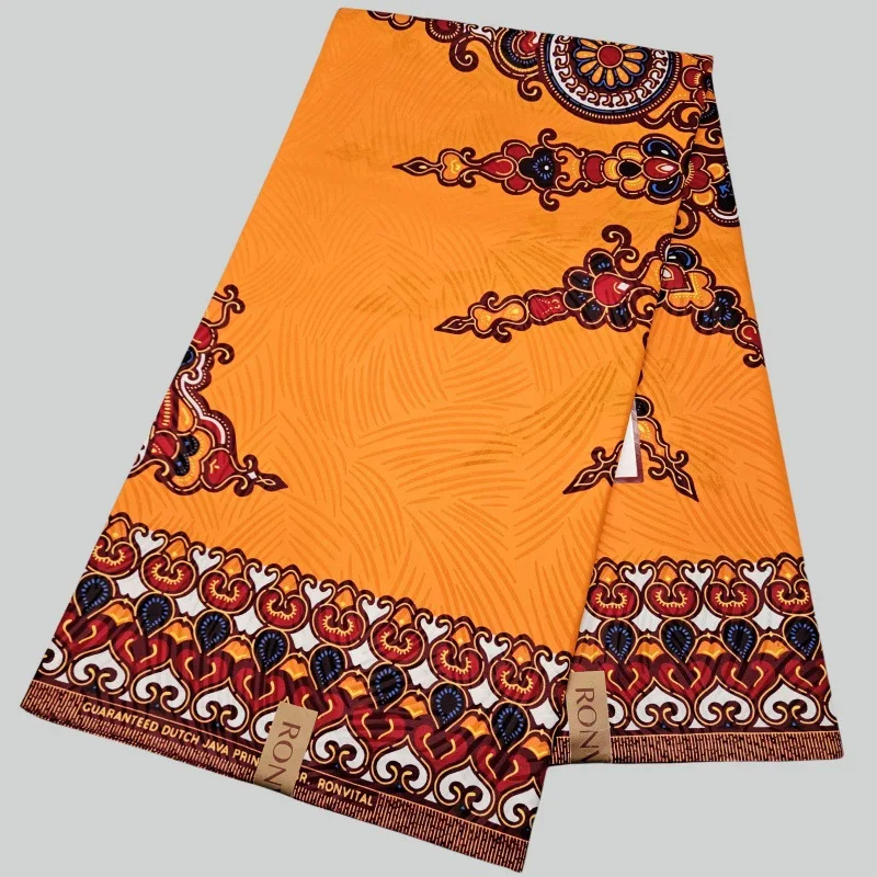 

Оранжевая африканская хлопковая ткань в стиле батик со специальным принтом, 6-ярдовая длинная восковая ткань для шитья одежды «сделай сам», брюки, наволочки R2313