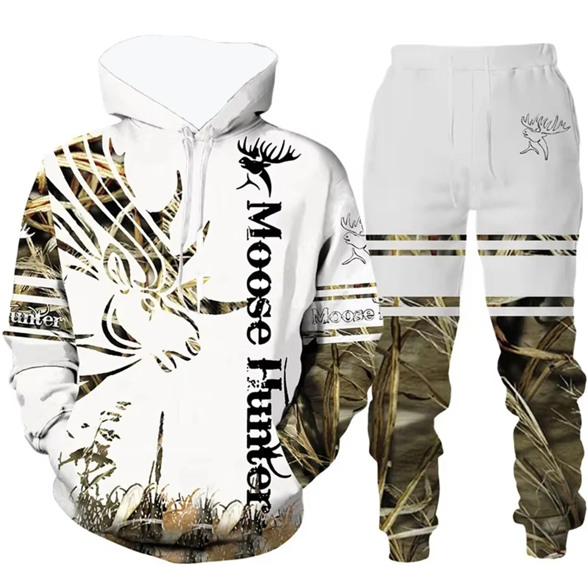 Мужской камуфляжный комплект с капюшоном и брюками, мужской и женский спортивный комплект с 3D принтом, удобная толстовка с капюшоном