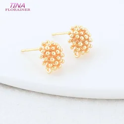 6PCS 10*10.5MM 14K Gold Color Brass Round Shape Stud Earrings Pins Earrings Jewelry Making Supplies Diy Findings Accessories