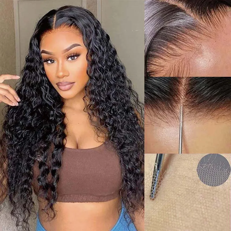 High Density 13x4 Double Drawn Human Hair Wig  Lace Front Water Wave Frontal  Curly Wig  Lace Frontal Wig Brazilian Human Hair