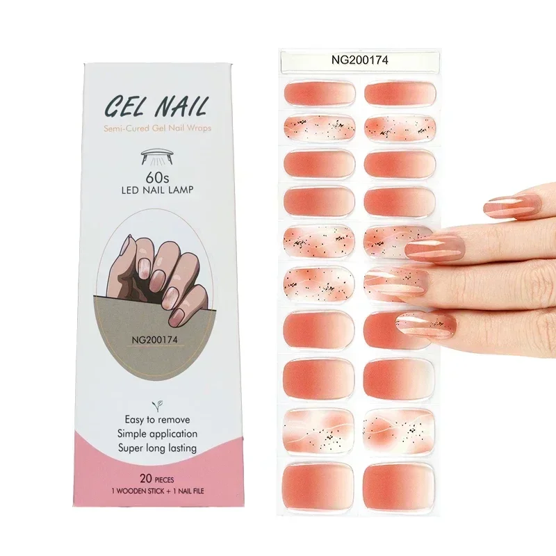 Bandes Adhésives pour Ongles en Gel Semi-durci, Couverture Complète Longue Durée, Enveloppe avec Lampe UV, N64.Autocollants