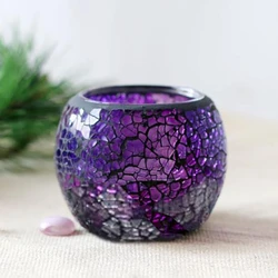 Color Snowflake Mosaic Glass Candlestick Wishing Candle Tea Light Holder Wedding Party Table Ornaments Romantic Candlestick