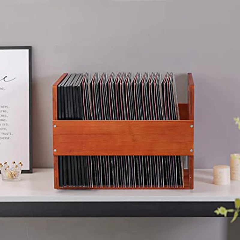 Hot Vinyl Record Storage Record Crate - Storage Crate Box For LP Album Records - Bamboo Vinyl Record Organizer Holder