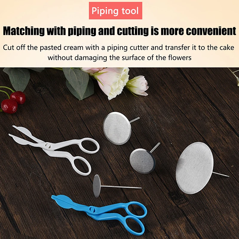 2pcs Stainless Steel Piping Nail Tips Cake Biscuit Flowers Decorating Needle Stands Cream Transfer Tray Baking Pastry Tools