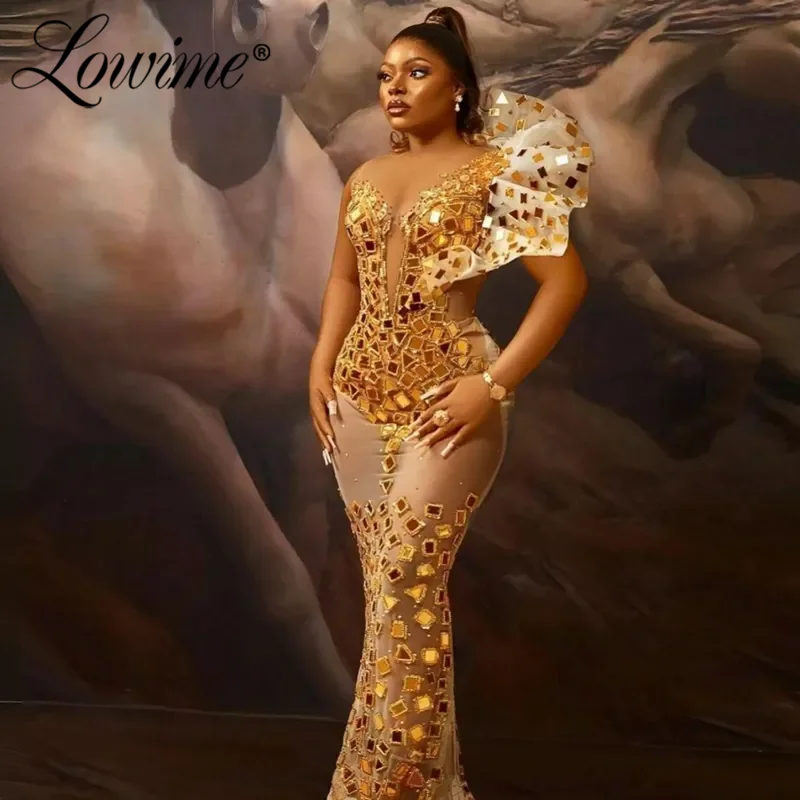 

Золотые кристаллы, вечерние платья-русалки для выпускного вечера, африканские праздничные платья для темнокожих девушек, индивидуальный пошив, платья для знаменитостей 2026