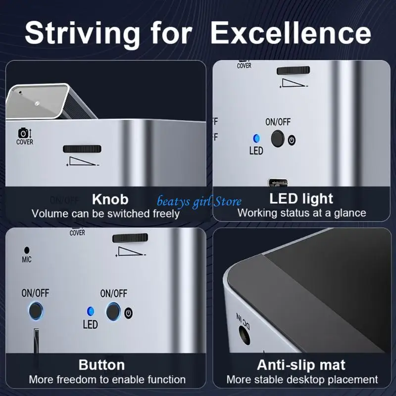 C7AB Premium Aluminum Multi Function Docking Station Featuring Camera Double Speakers USB 3.2 Port And Fast Charging