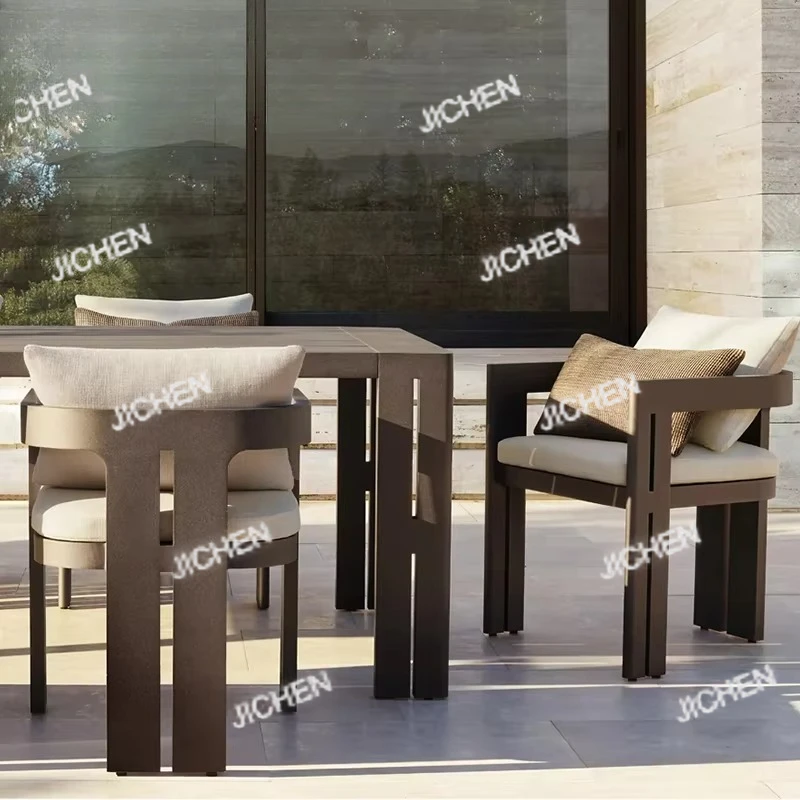 

Luxury Aluminum Outdoor Aluminum Dining Table and Chair Balcony Villa Garden Terrace Modern Furniture Set
