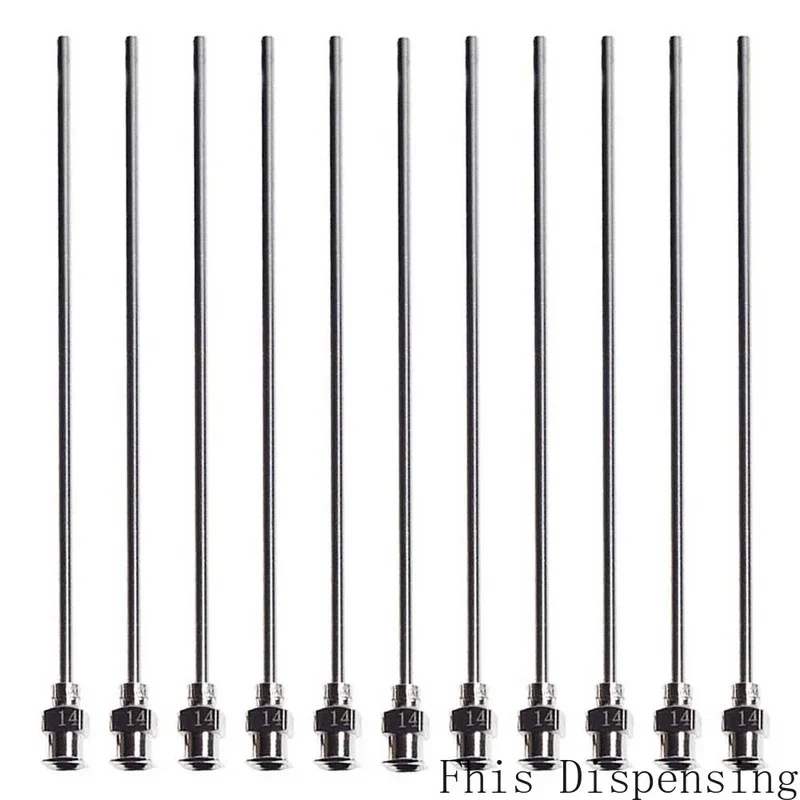 Pack of 100 Stainless Steel  All Metal Blunt Tips Syringe 14G 130mm Dispensing Needles for Injection