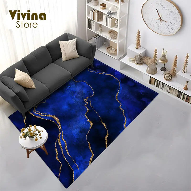 Watercolor Print Living Room Carpet With Strip Christmas Decoration Coffee Table Rug Blue Green Red Gray Coffee Floor Mat