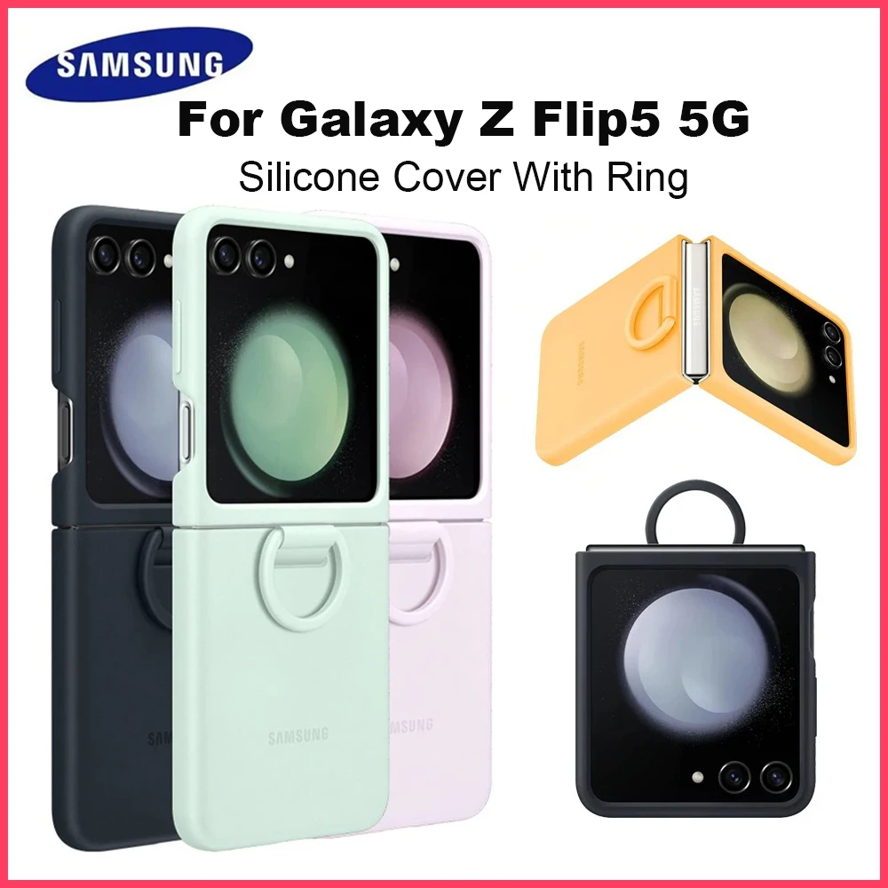 

Original Samsung Galaxy Z Flip5 Silicone Cover With Ring Protective Case For Samsung Z Flip 5 W24 Silicone Cover EF-PF731