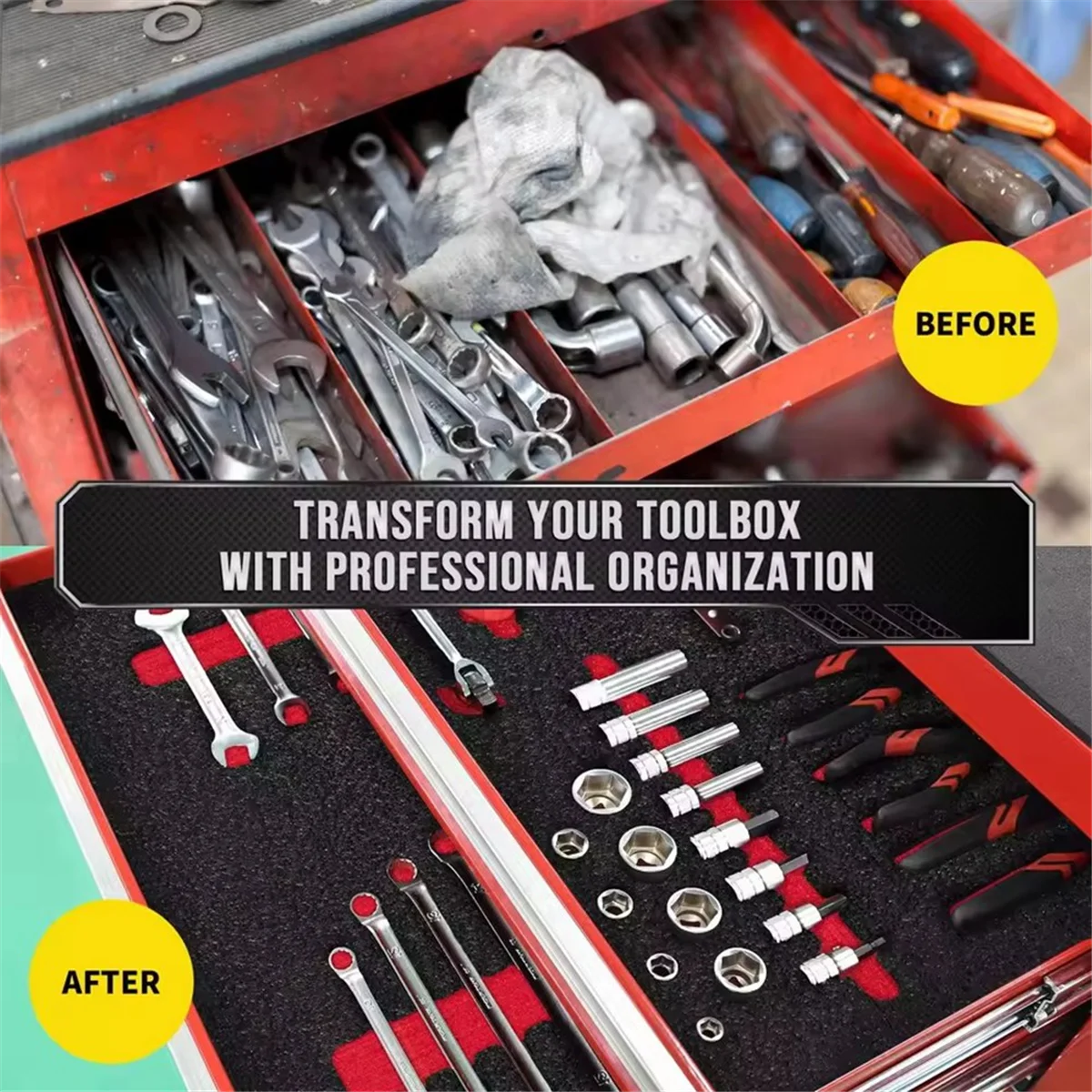 A83Z 2PCS Customizable Foam Sheets for Toolbox Organization, Shock-Absorbing Protection 400x300x50mm