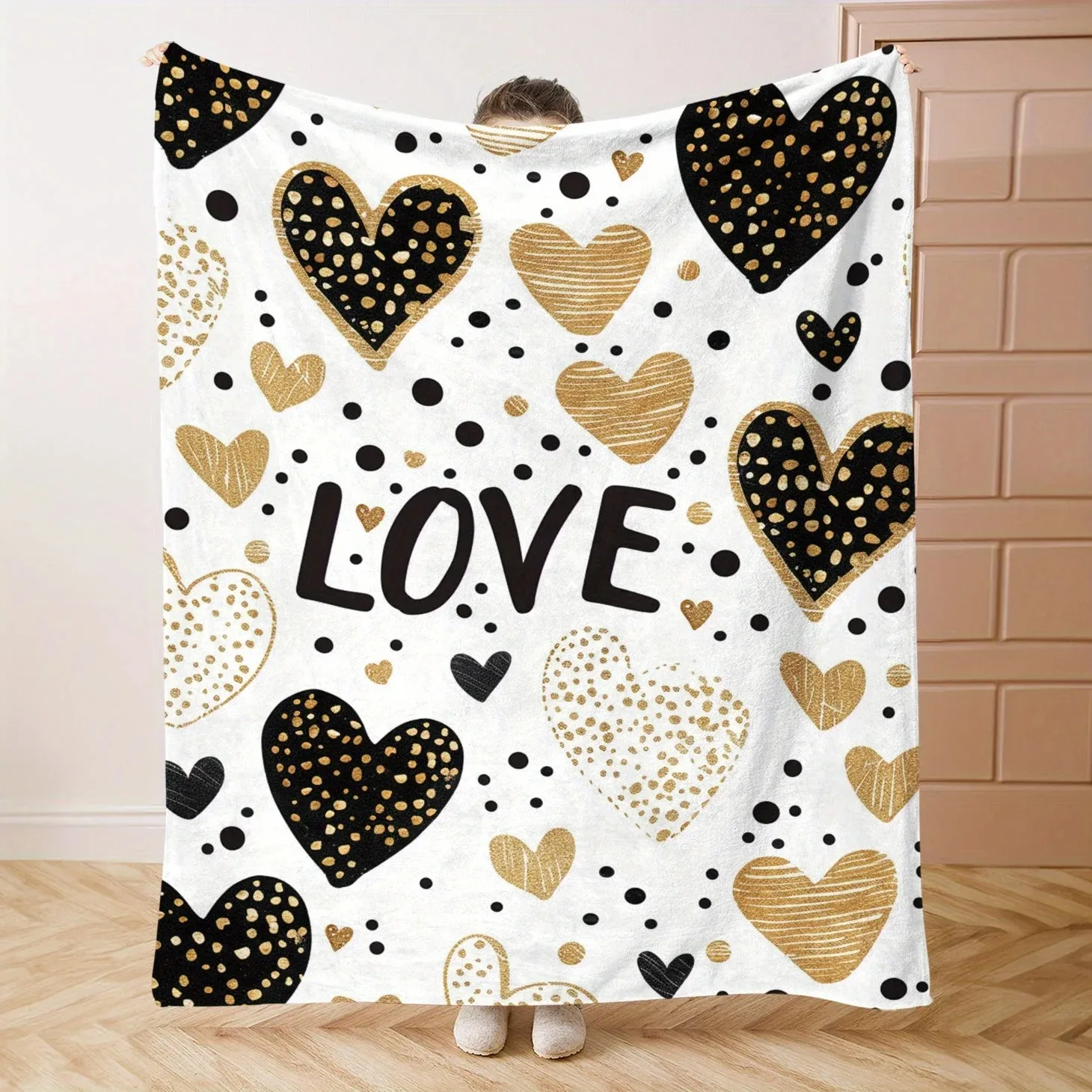 

Love-Themed Cozy Flannel Throw Blanket - Soft Lightweight & Warm | All-Season Use | Perfect for Bed/Sofa/Office/Camping/Travel