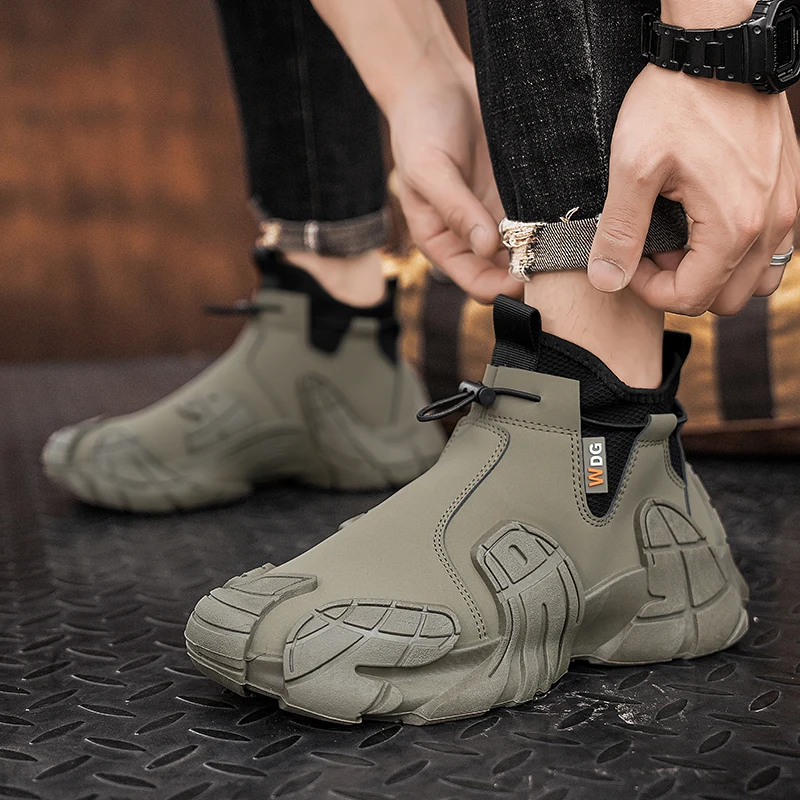 Men's Sport  Boots Autumn Winter Wear Resistant Anti-Slip Waterproof Zipper High Help Safety Fashion Work Shoes view 5