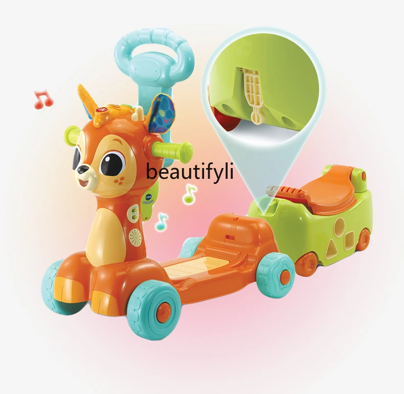 

4 in 1 deer scooter children's scooter, toy fairy tale deer riding trailer trunk