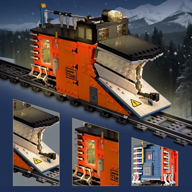 

Snowplow-Type Snow Removal Train Model Building Blocks Assembly 945PCS 59095 DIY Puzzle Display Railway Train Bricks Toys Gifts