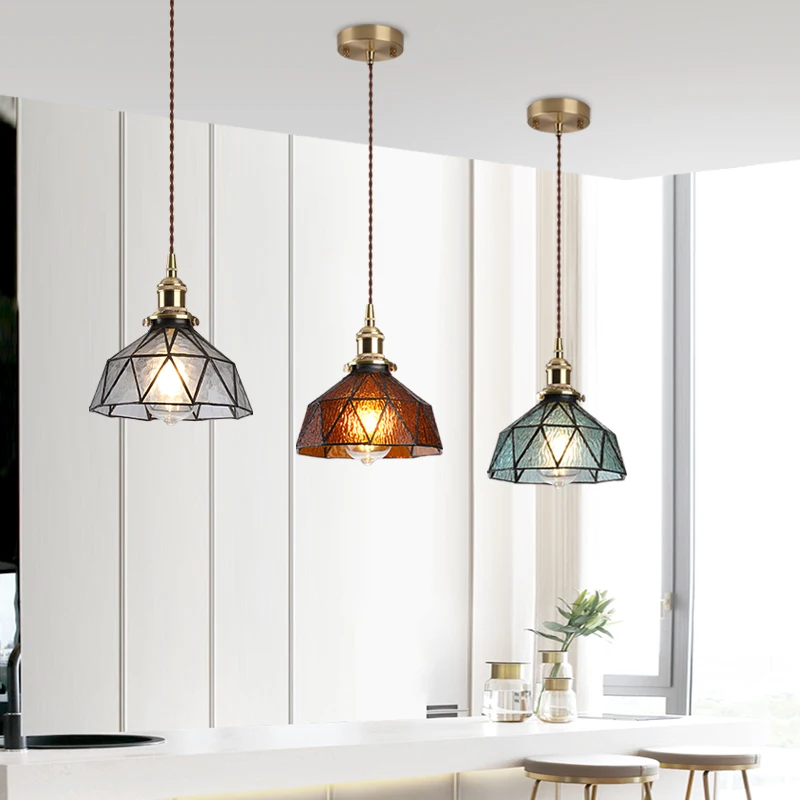 IWHD-Lâmpadas Pendant LED Modernas Nórdicas, Corredor, Sala de Estar, Quarto, Luzes Suspensas, Luminárias, Vidro, Lustre de Cobre, Lâmpada 4W