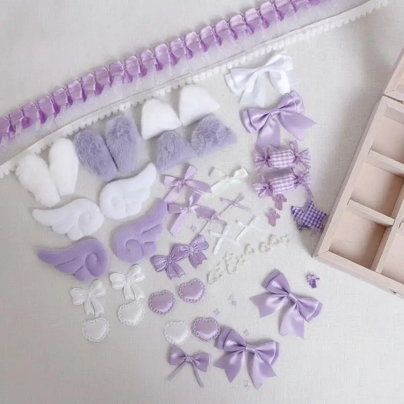 50 Stück Süßes Ita Bag DIY Dekorations-Set Spitzenband Schleife Flügel Itabag Zubehör Lolita Anime Karten- und Abzeichentaschen Handgemachtes Bastelzubehör – Detail 4