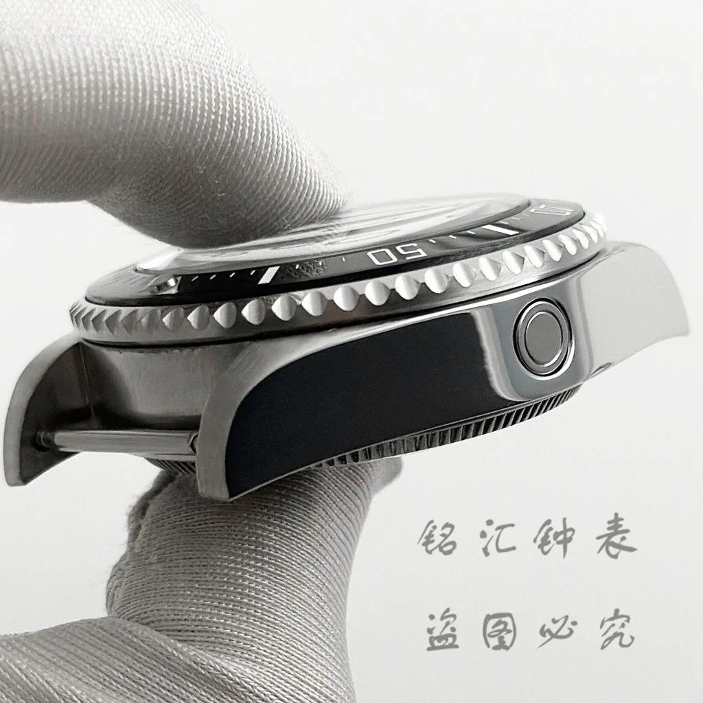 44MM SEA Big Black Ceramic Bezel Silver DEEP Homage Sapphire Crystal Watch Case Fit NH34 NH35 NH36 4R35 4R36 NH38 NH39 Movement