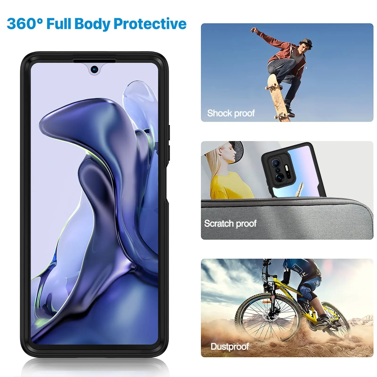 Case For Xiaomi Redmi Note 12 Pro 11 10 Redmi A2 A1 12C 10C 10 9C 360 Full Protective Bult in Screen Protector Shockproof Cover