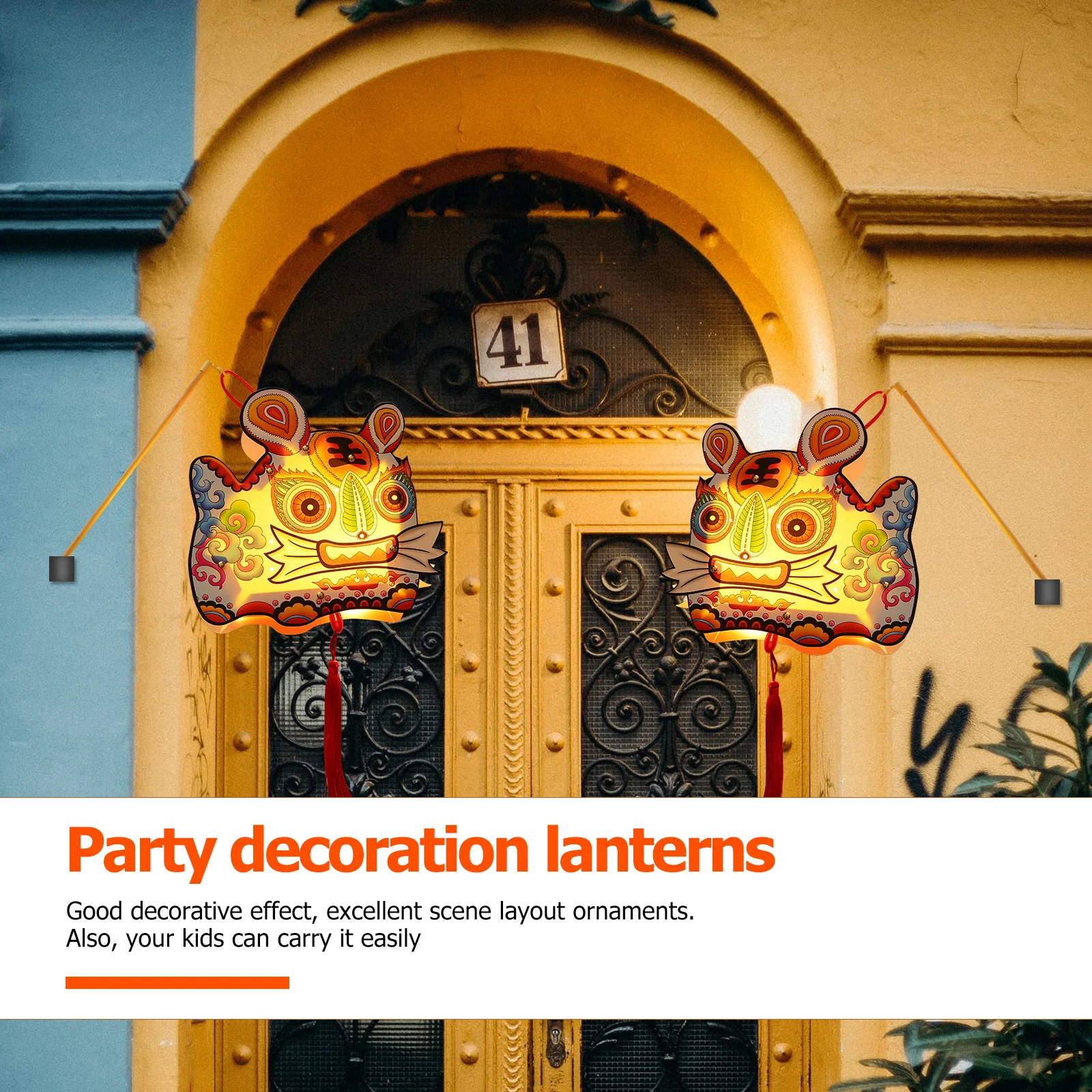 

1Pcs Tiger Paper Lantern Luminous Handheld Lantern for New Year Mid Autumn Festival Party Decoration Kid Friendly