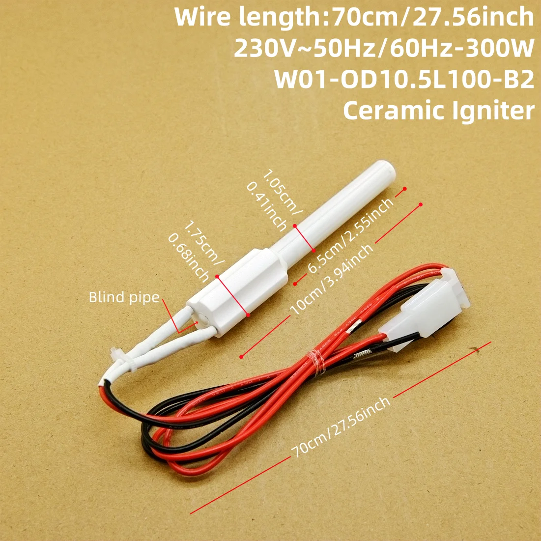 Ceramic Igniter 220V 300W ignites particles within 30 seconds heats barbecue stove, resistant to dry burning long service life