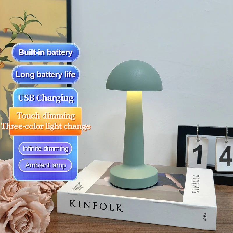 

Rechargeable LED Table Lamp Retro Night Light Desk Bar Coffee Dining Room Home Decor Wireless 3 Colors Dimmable Touch Switch