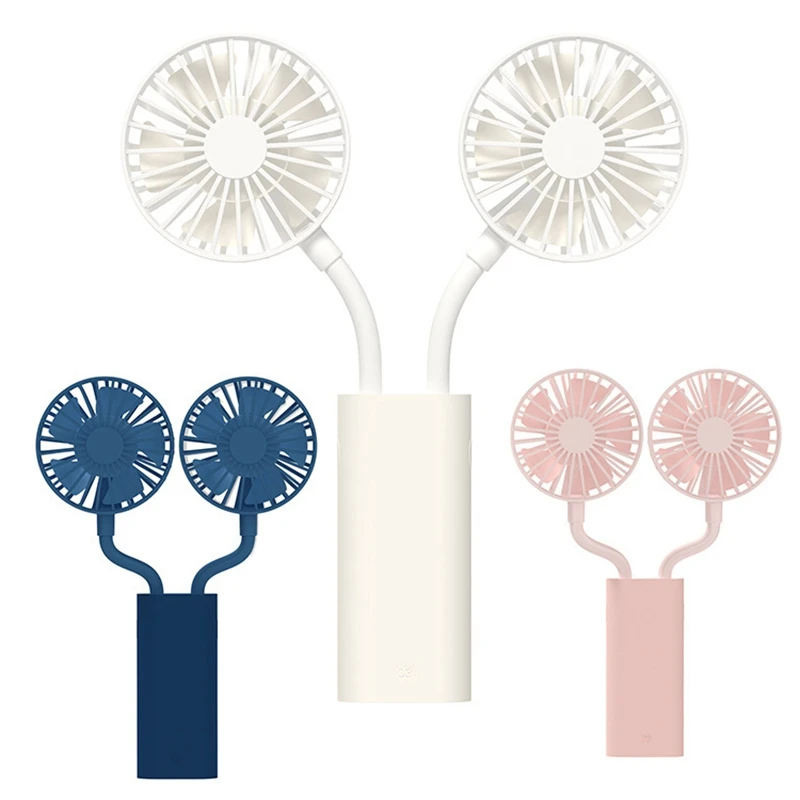 Mini Handheld Fan Foldable Couple Double Head Fan 3000Mah Portable USB Charger Fan 360 Degree Adjustment