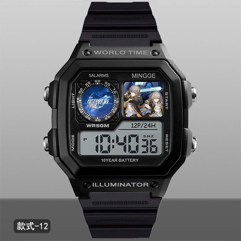 혼카이:스타 레일 전자 시계 - 방수, 타이밍 알람 시계, 패션 시계 실버 울프 카프카 3월 7일 팬 생일 선물