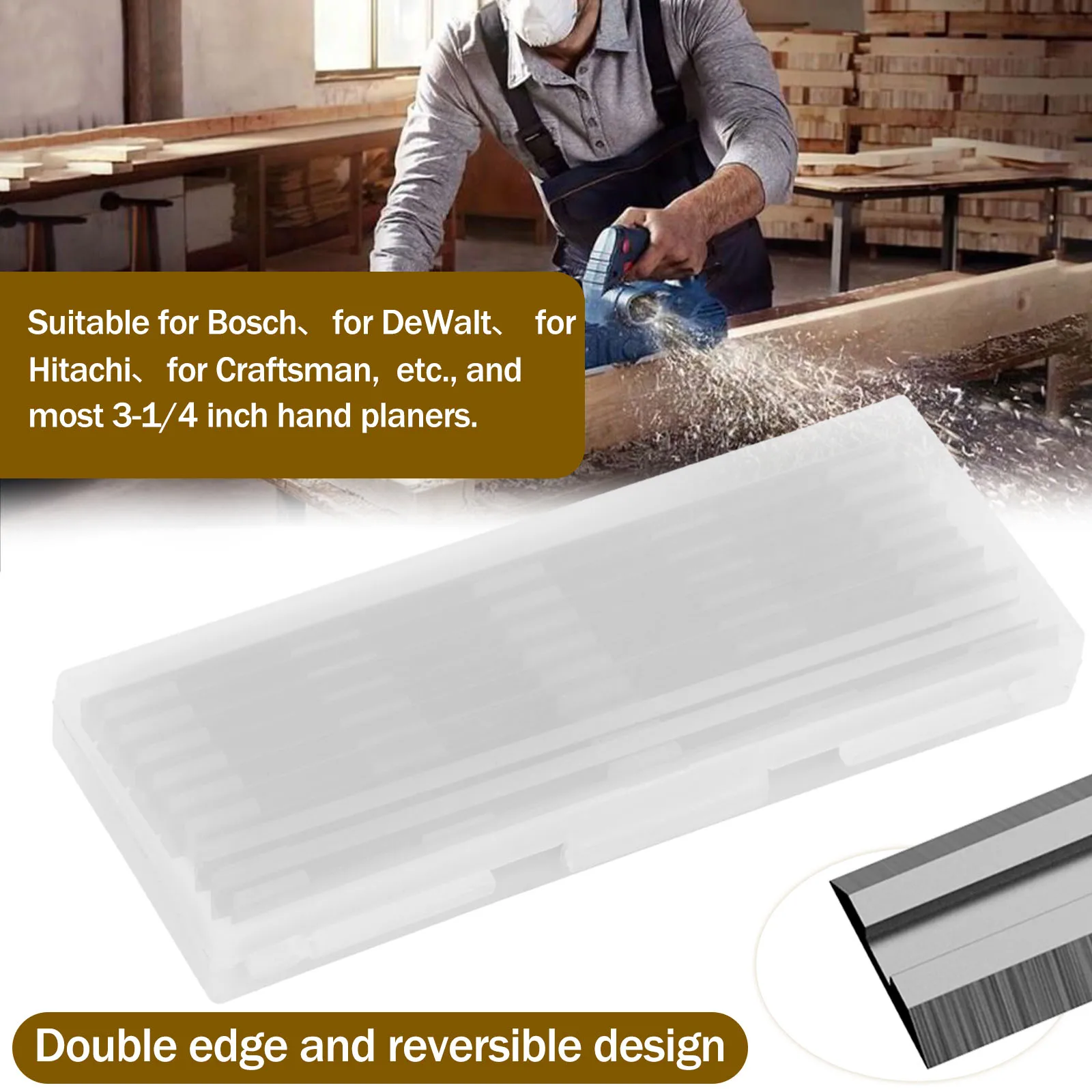 HSS-Rabot électrique de remplacement, 82mm, 10 pièces, couteau à double bords pour uration Ryobi B & D Black & Decker etc