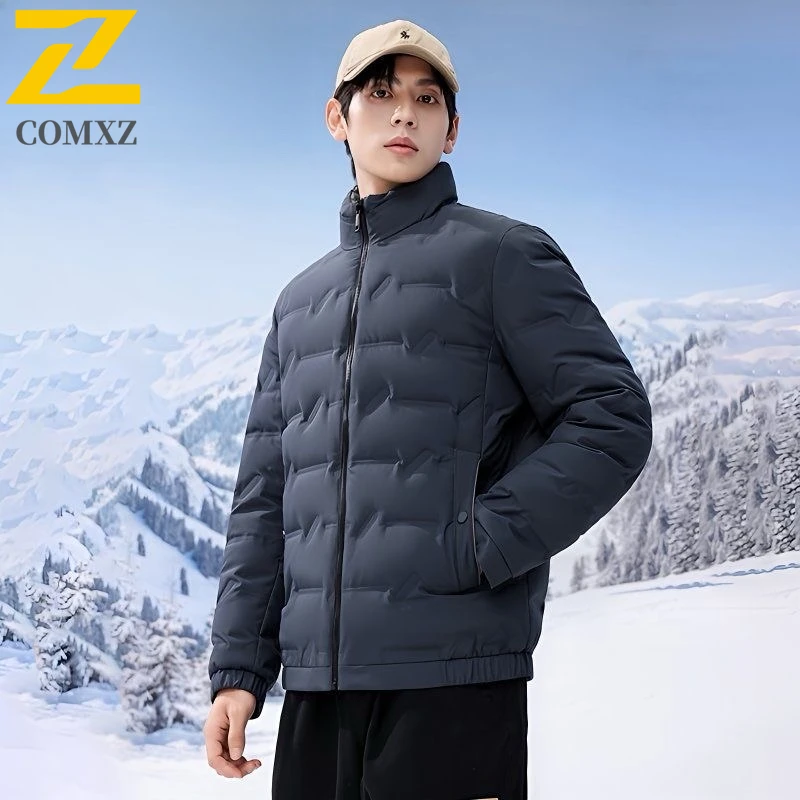 

COMXZ 2025л ​ Мужская куртка, зимняя термопуховая ветрозащитная уличная парка свободного покроя в корейском стиле со съемным капюшоном ​ Пальто