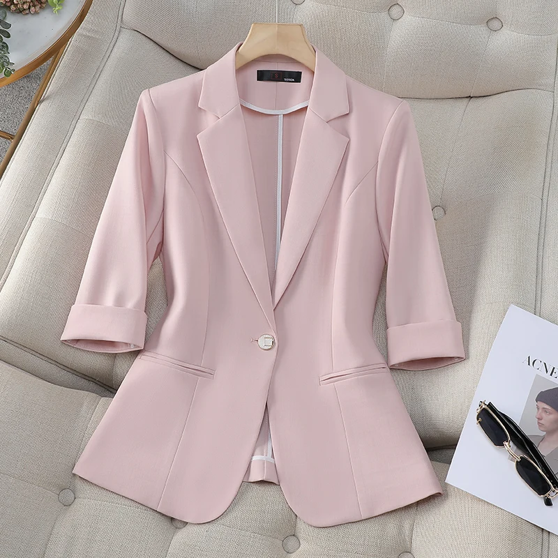 ZJYT Women's Summer Jacket Elegant Office Blazers Feminino Ropa Mujer Coat 2024 Korean Style Ladies Outerwear White Veste Femme