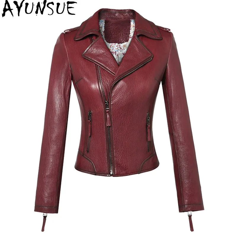 AYUNSUE 100% 양피 Motocycle 자켓 여성을위한 천연 정품 가죽 자켓 2025 봄 가을 옷 Jaqueta De Couro
