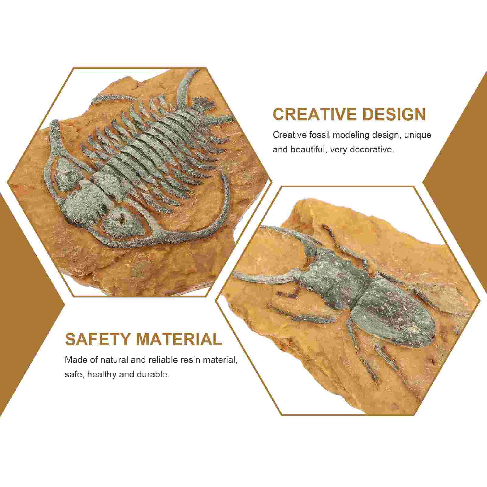 2 Pcs Sea Animal Toy Figures Terrarium Ornament Simulated Resin Fossil Crawling Landscape Trilobite