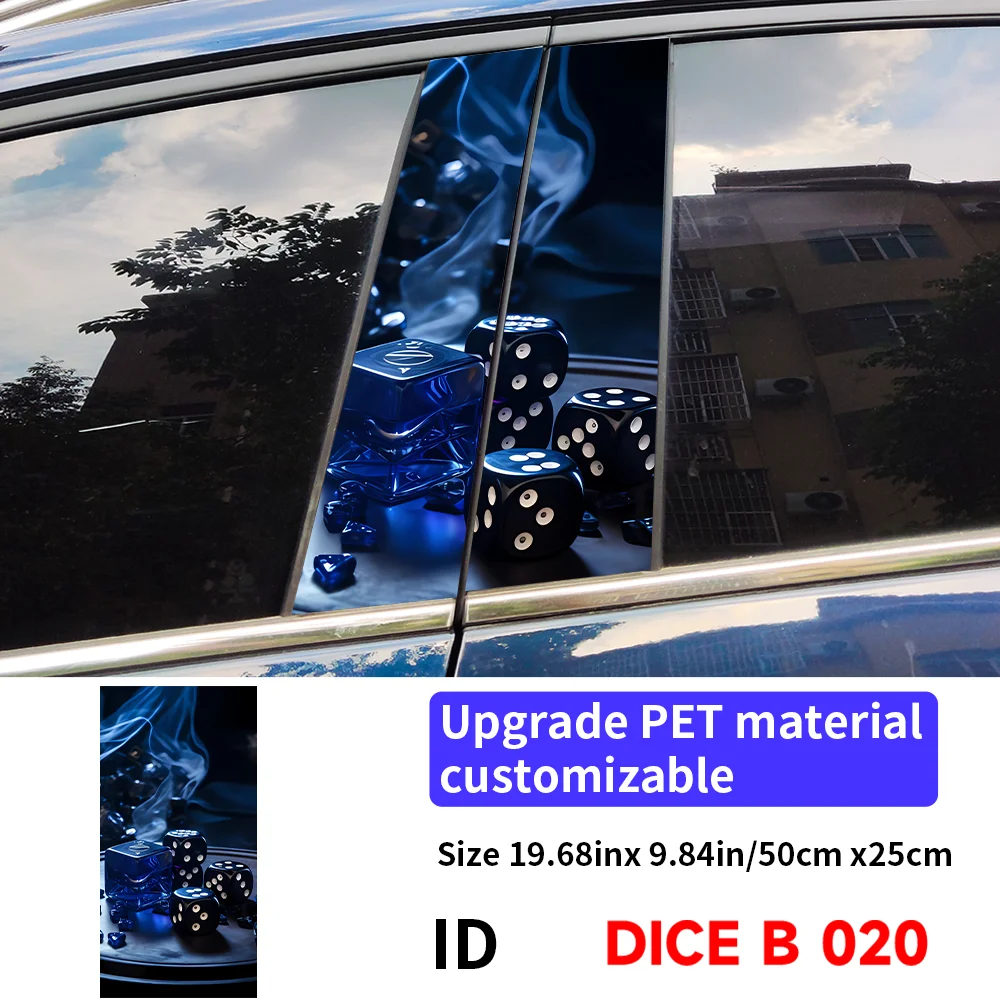 Dice Skull Car Sticker Auto B Pillar Waterproof Sunscreen Center Column Decor Cover Scratches Car Doors Pillar Decal Accessories