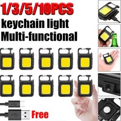 Super Bright Mini COB Keychain Flashlight Charging Lamp Camping Lights with Magnet 4 Lighting Modes for Emergency Lighting Torch