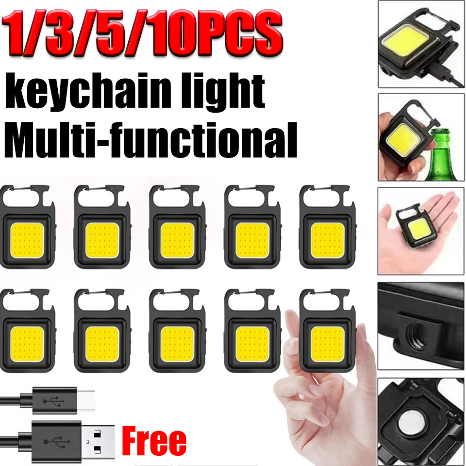  Super Bright Mini COB Keychain Flashlight Charging Lamp Camping Lights with Magnet 4 Lighting Modes for Emergency Lighting Torch