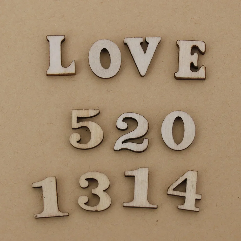 200Pcs 26 English Letter Wood 0-9 Digital Early Education Toy Wood Pieces Wedding Decoration Diy Ornaments