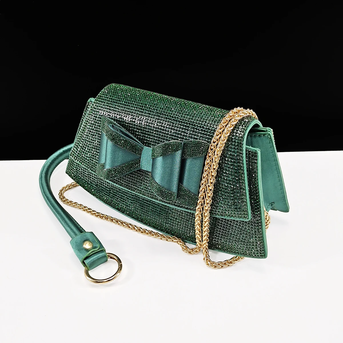 Queena Yan Newst Italian Butter-fly Design Party Wedding Pointed Toe Slingback Sandals with Bag Set in Green Color