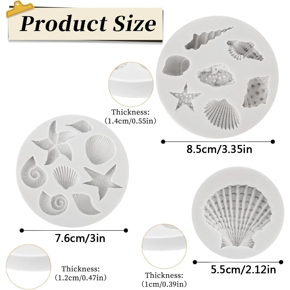 Silicone Mold Marine Theme Seashell Cake Decorating Tools Chocolate Conch Butter Mold Starfish Clay Fondant Crafting Baking