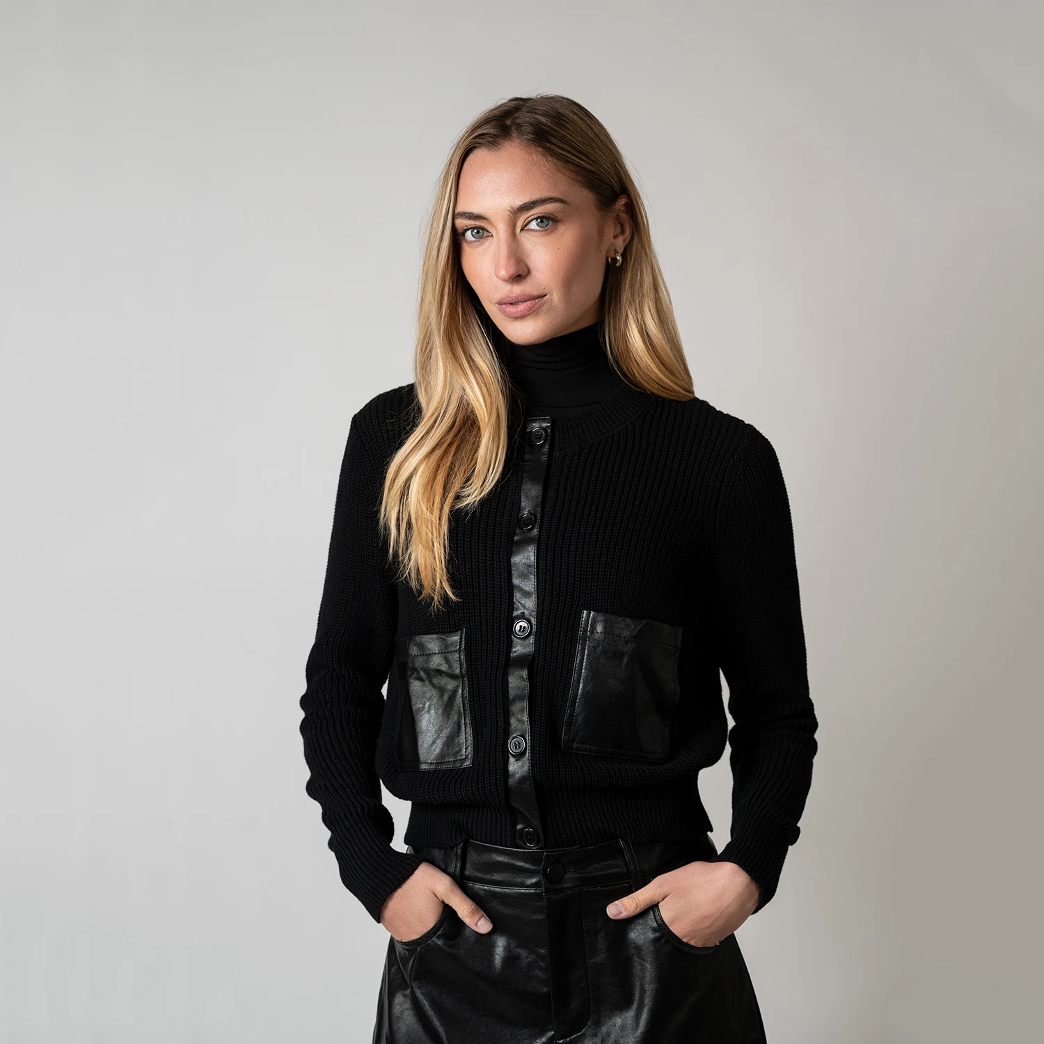AP AW26 Women Leather Skirt and Leather Patch Cardigan Fashion Style 5 AP AW26 Women Leather Skirt and Leather Patch Cardigan Fashion Style 5
