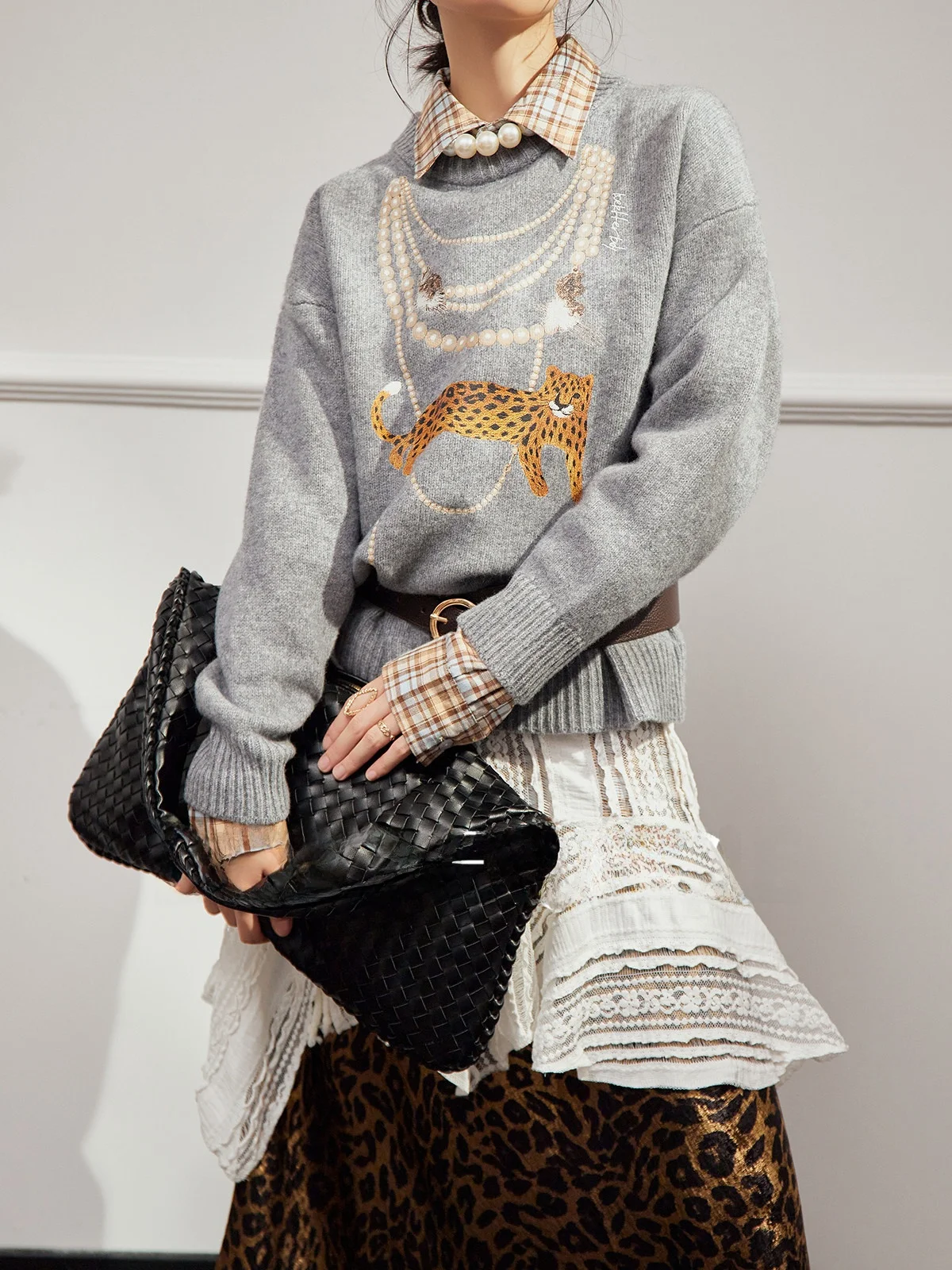 

Шерстяной свитер для женщин с круглым вырезом и принтом, для повседневной носки, с длинными рукавами, теплый, осенне-зимний, новинка