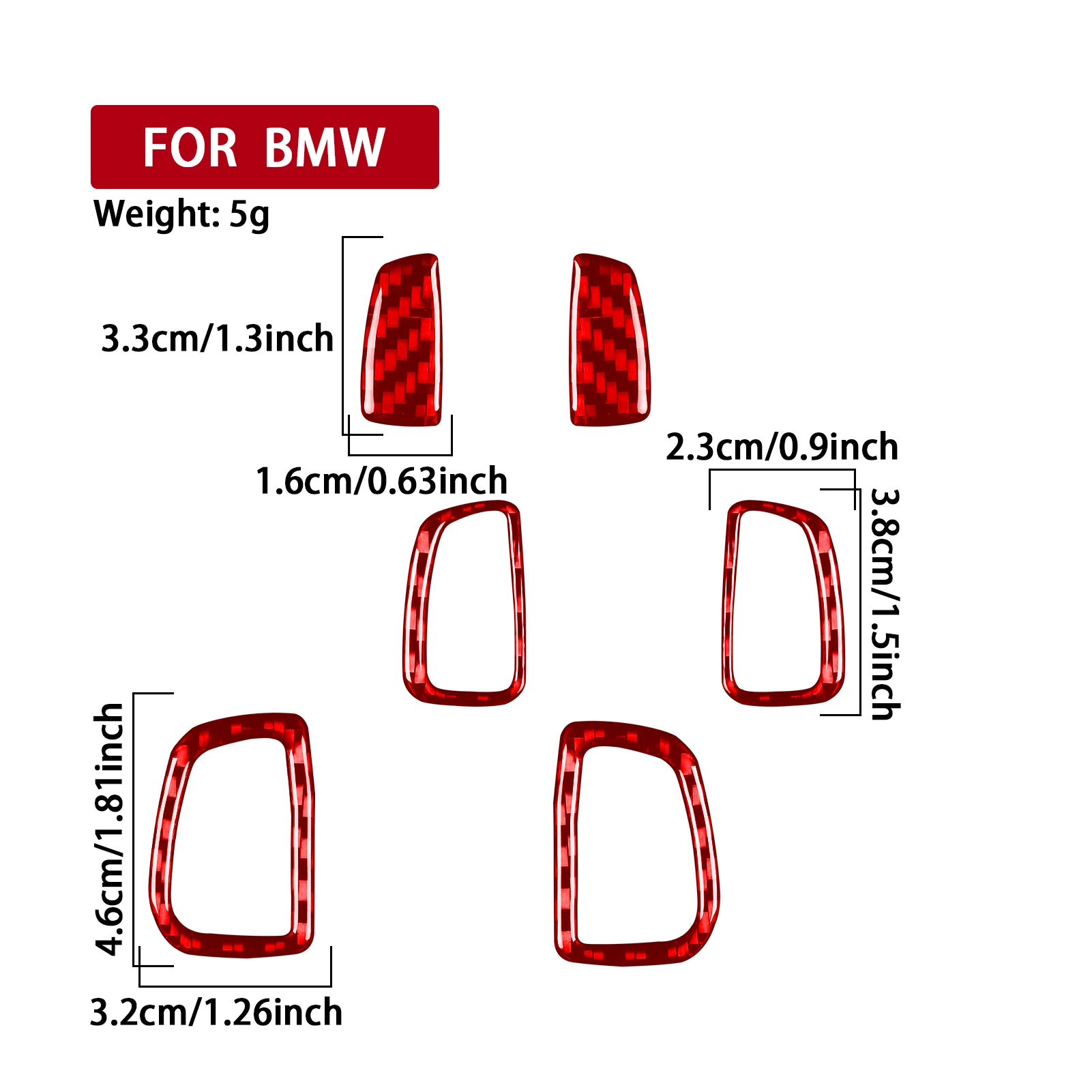 For BMW X5 2014–2018 Car Front Seat Headrest Cover Trim Red Real Soft Carbon Fiber Interior Car Accessories Decoration Stickers