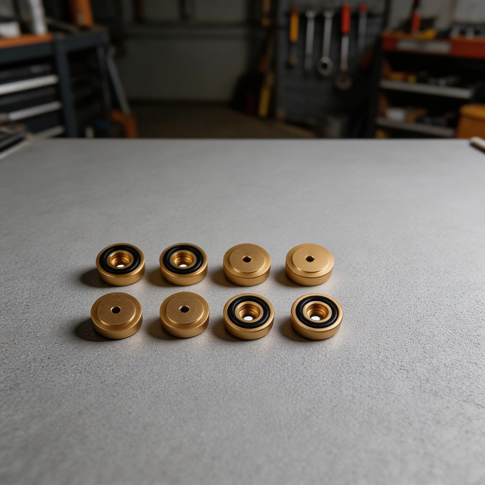 8 Pack Brass Chopping Board Feet with Non-Slip Rubber Pads to Support Even Weight Distribution and Board Alignment