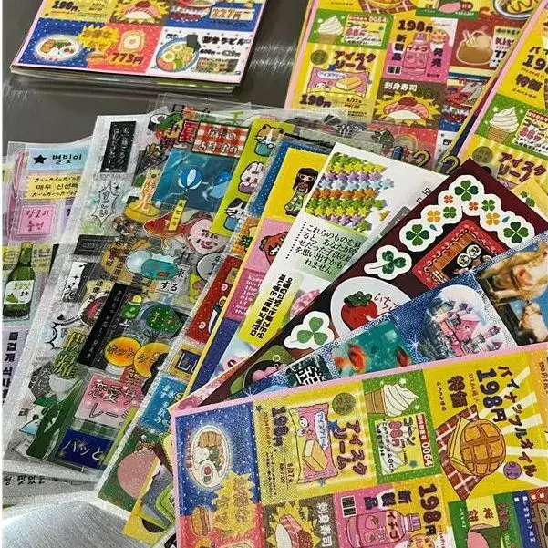 5Pcs Kawaii Vintage Stickers Japanese Style Journal Decal Stickers Aesthetic Scrapbooking Stationery Deco Sticker DIY Planner