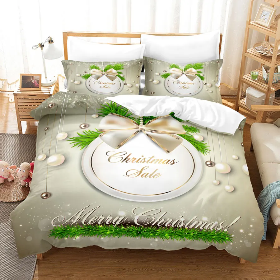 Imagem -05 - Christmas Tree Bedding Linen Grupo Rainha e Rei Full Size Feliz Ano Novo Verde Neve Linho Lugares 200x200 240x220